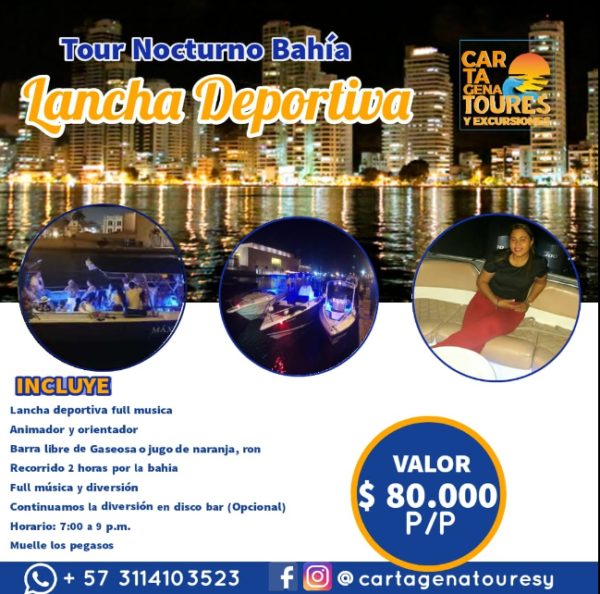 TOUR NOCTURNO BAHIA - LANCHA DEPORTIVA